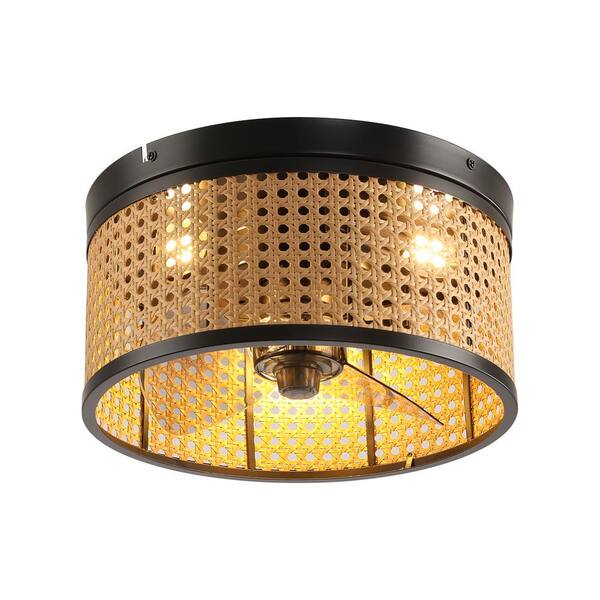 MLiAN 12.2 in. Indoor 3-Speeds Black Caged Ceiling Fan with Remote Control