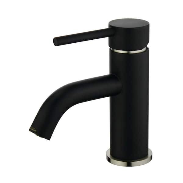 Kingston Brass Contemporary Single Hole Single-Handle Bathroom Faucet in Matte Black and Satin Nickel