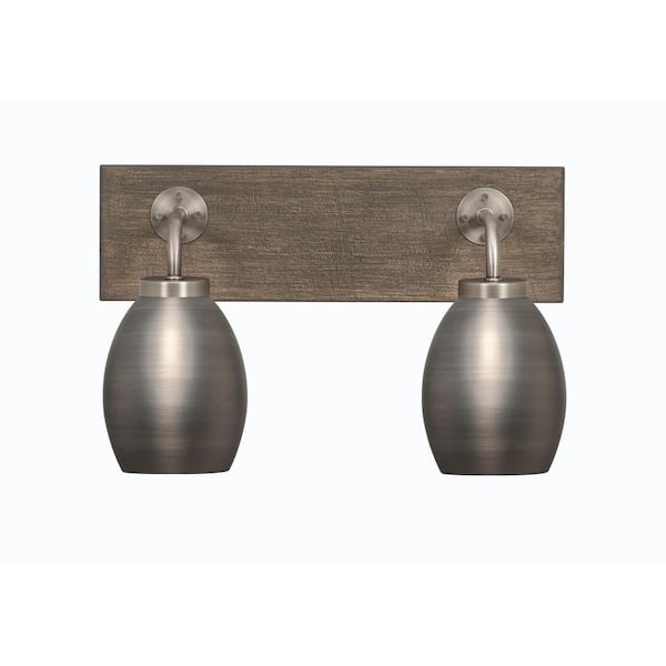 Lighting Theory Kirby 15.5 in. 2-Light Graphite and Painted Distressed Wood-look Metal Vanity Light