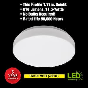 Low Profile 7 in. Round LED Flush Mount Ceiling Light Fixture Modern Lens 810 Lumens 4000K (4-Pack)