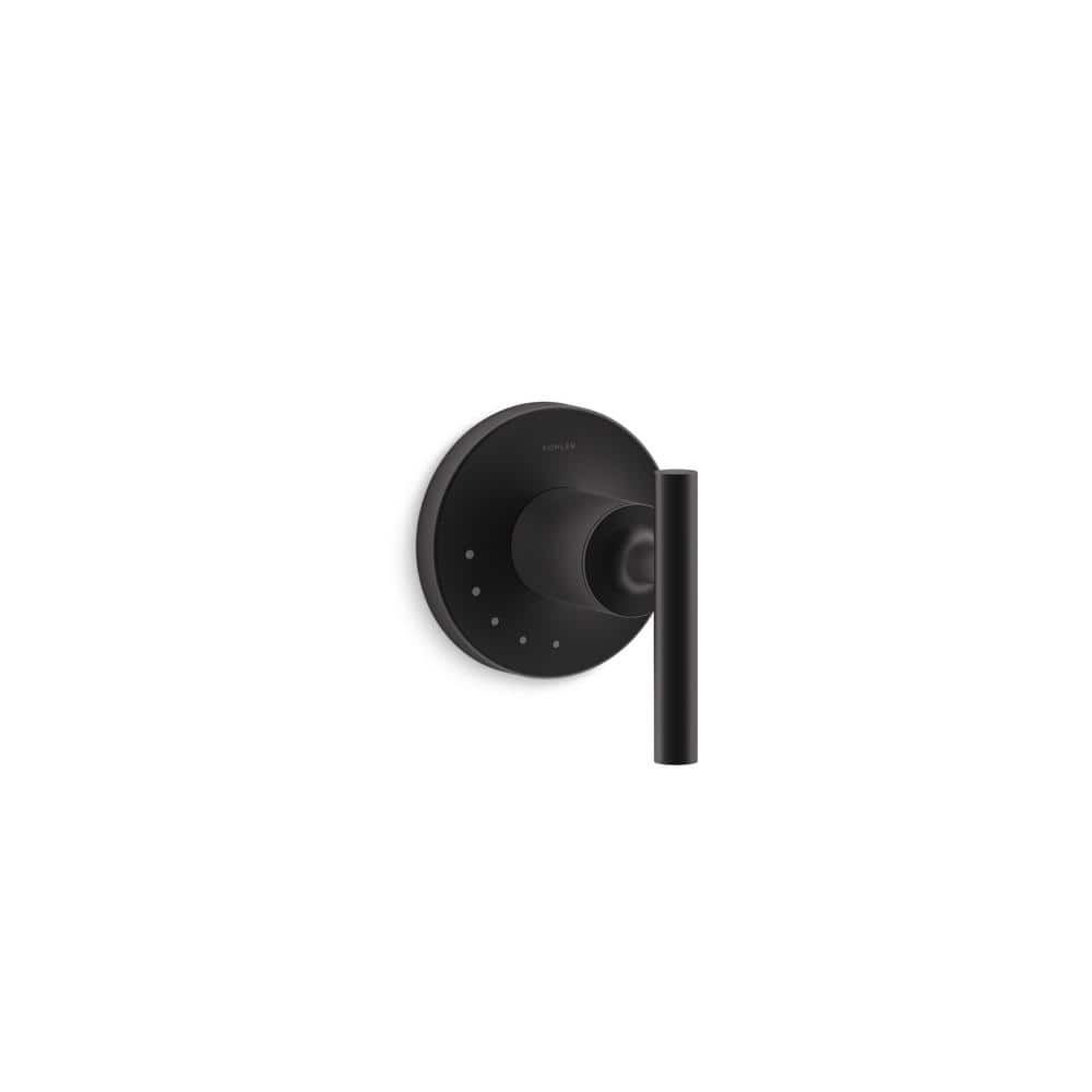 Matte Black Wall-Mounted Lever Valve Trim with Push-button Diverter