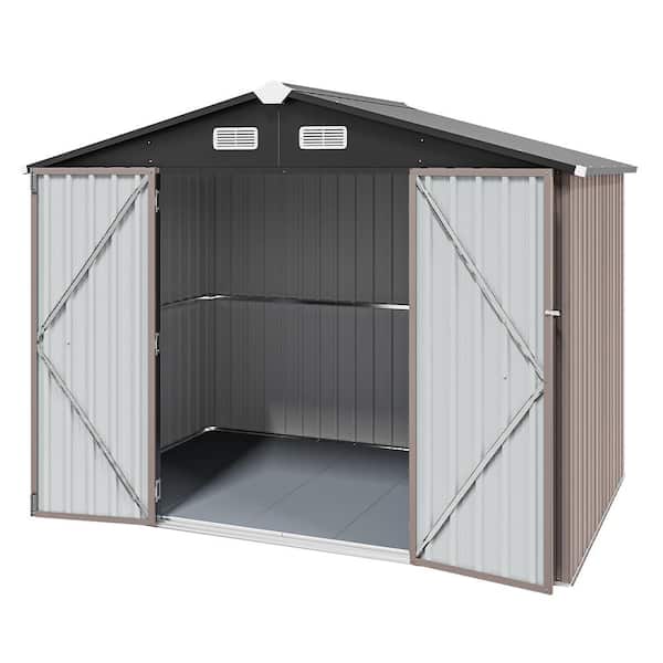 Sizzim 8 ft. W x 6 ft. D Metal Storage Shed with Plastic