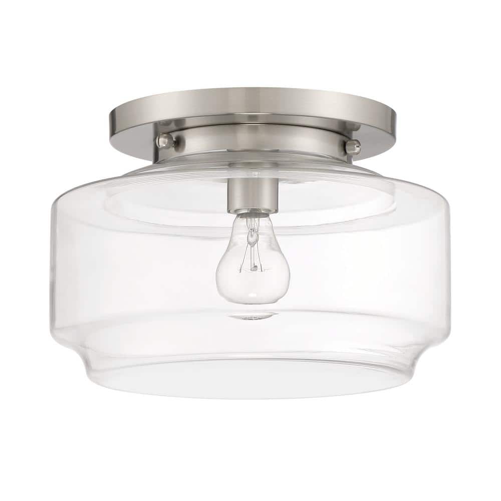 Contemporary Clear Globe LED Ceiling Light in Brushed Nickel