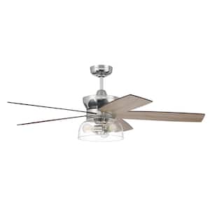Gibson 52 in. Indoor Dual Mount Polished Nickel Ceiling Fan with Smart Wi-Fi Enabled Remote and Integrated LED Light