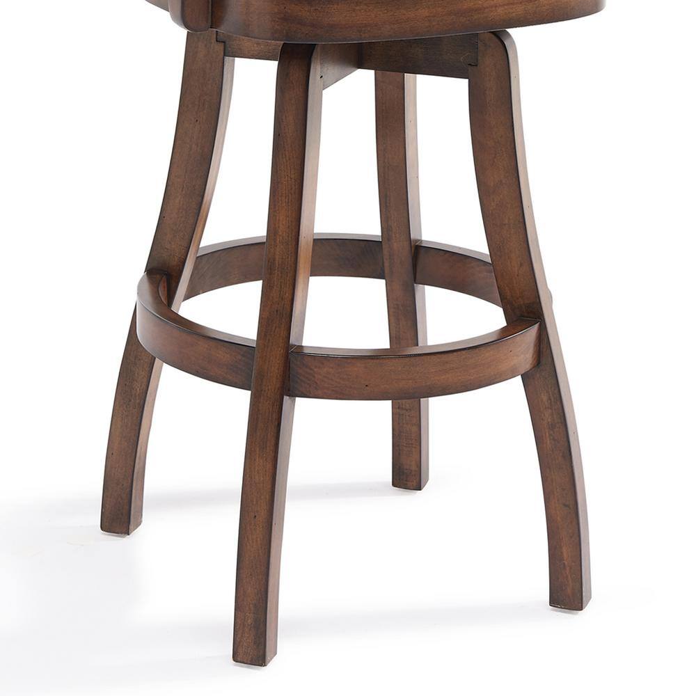 Chestnut Brown 26" Swivel Wood and Faux Leather Barstool