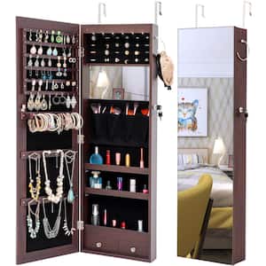 Hung on the Door or Wall Type Mirror Jewelry Box Storage Mirror Cabinet Lockable with LED Light