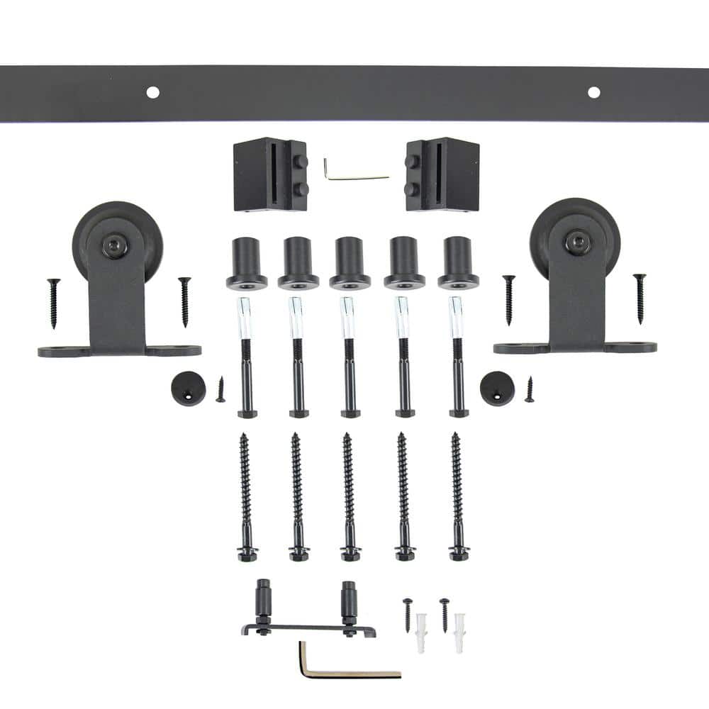 EVERMARK Expressions 78 in. Black Powder Coated Top Mount Sliding Barn ...