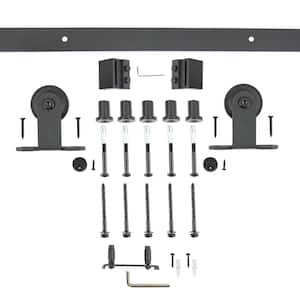 Expressions 78 in. Black Powder Coated Top Mount Sliding Barn Door Hardware and Track Kit