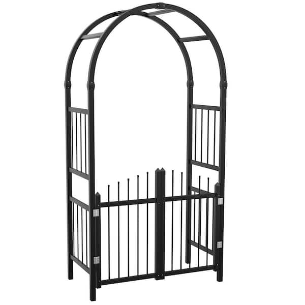 Karl home 39.5 in. x 86 in. Black Garden PVC Arbor with Gates