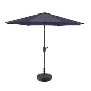 Harris 9 ft. Market Patio Umbrella in Navy Blue with Black Round Hard Plastic Base
