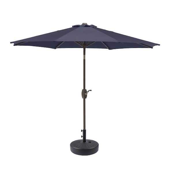 WESTIN OUTDOOR Harris 9 ft. Market Patio Umbrella in Navy Blue with Black Round Hard Plastic Base