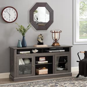 Contemporary Dark Walnut Color TV Media Stand Entertainment Center Fits TVs up to 65 in. w/ Open & Closed Storage Space