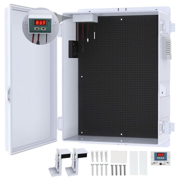 Ahfiwaso 11 in. x 5.9 in. x 15.7 in. Outdoor Electrical Junction Box Enclosure w/Fan and Thermostat Mounting Plate and Hinged Lid