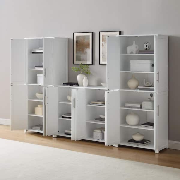 CROSLEY FURNITURE Savannah White MDF 104 in. Sideboard and Pantry