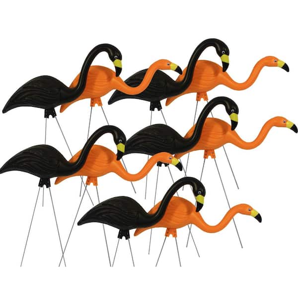 Bloem Spooky Flamingo Plastic Halloween Yard Decor Orange and Black (10-Pack)