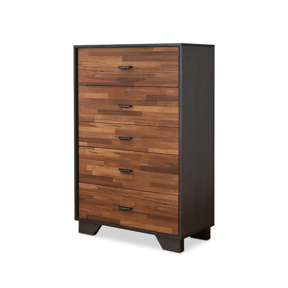 Eloy Industrial Walnut & Espresso Chest with Deep Felt-Lined Drawer