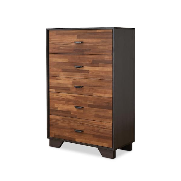 Acme Furniture Eloy 5-Drawer Walnut and Espresso Chest of Drawer (47 in. H X 32 in. W x 16 in. D)