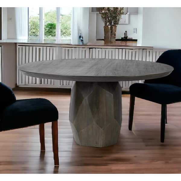 Brown Wood 60 in. Pedestal Dining Table Seats 4