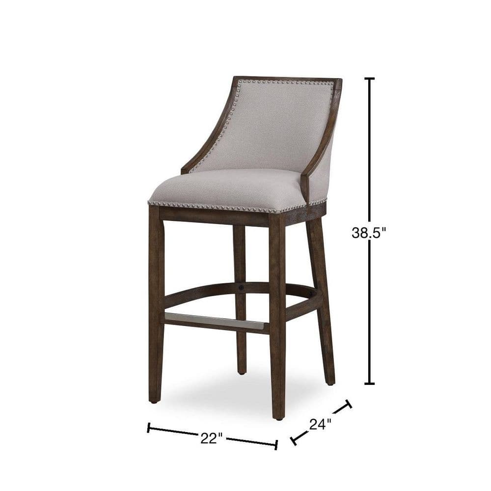 Elegant Saddle Style Driftwood Brown Wood Counter Stool