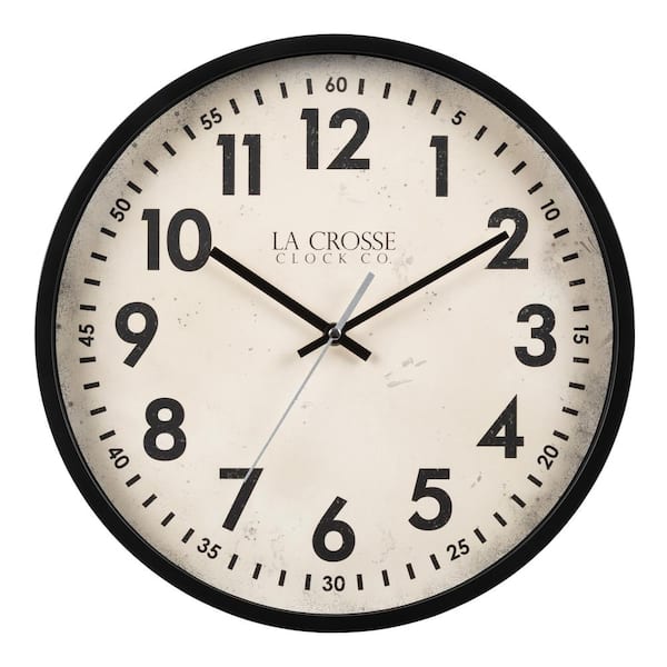 La Crosse Clock 14 in. Ellis Black Quartz Analog Wall Clock