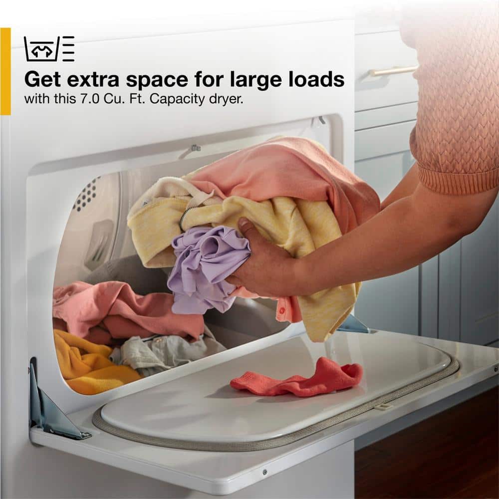 White 7.0 cu ft Electric Front Load Dryer with Moisture Sensing
