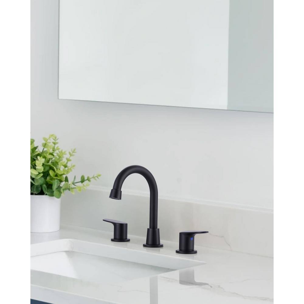 Matte Black Double Handle Widespread Bathroom Faucet