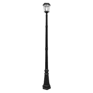 Victorian Bulb Solar Post Light Black 1-Light Integrated LED Outdoor Lamp Post with Warm White LED Bulb