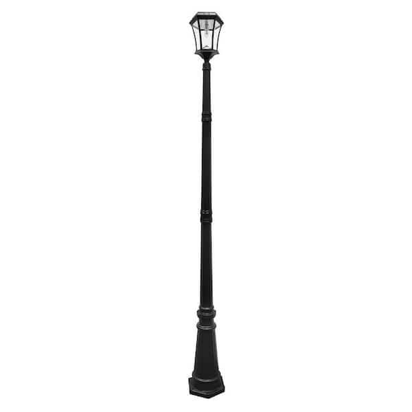 GAMA SONIC Victorian Bulb Solar Post Light Black 1-Light Integrated LED Outdoor Lamp Post with Warm White LED Bulb