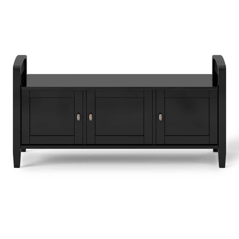Black Pine 44" Entryway Storage Bench with Shelves