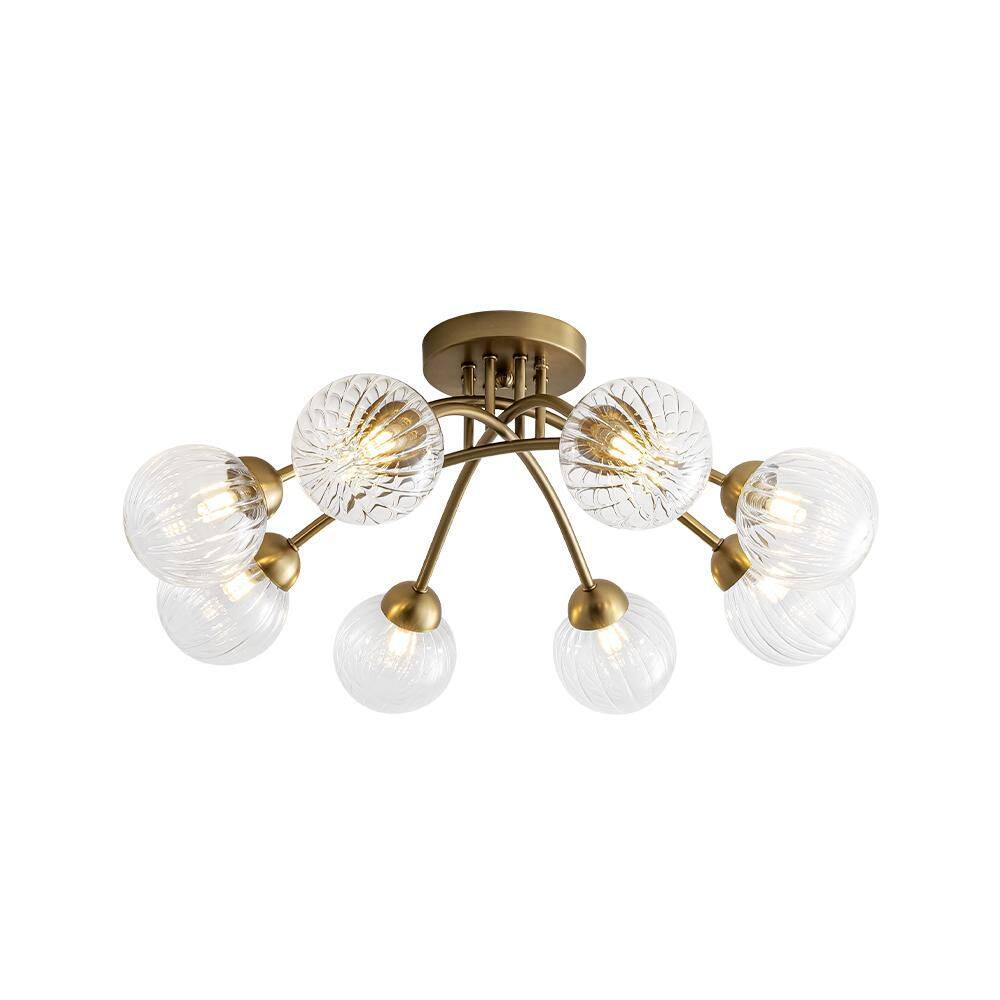 Ceder 8-Light 27 in.W Brass Semi Flush Mount Light with Clear Ribbed Glass for Living Room and Dining Room price history on PriceWatchPro