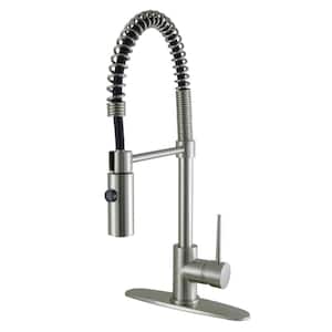 New York Single-Handle Pull-Down Sprayer Kitchen Faucet in Brushed Nickel