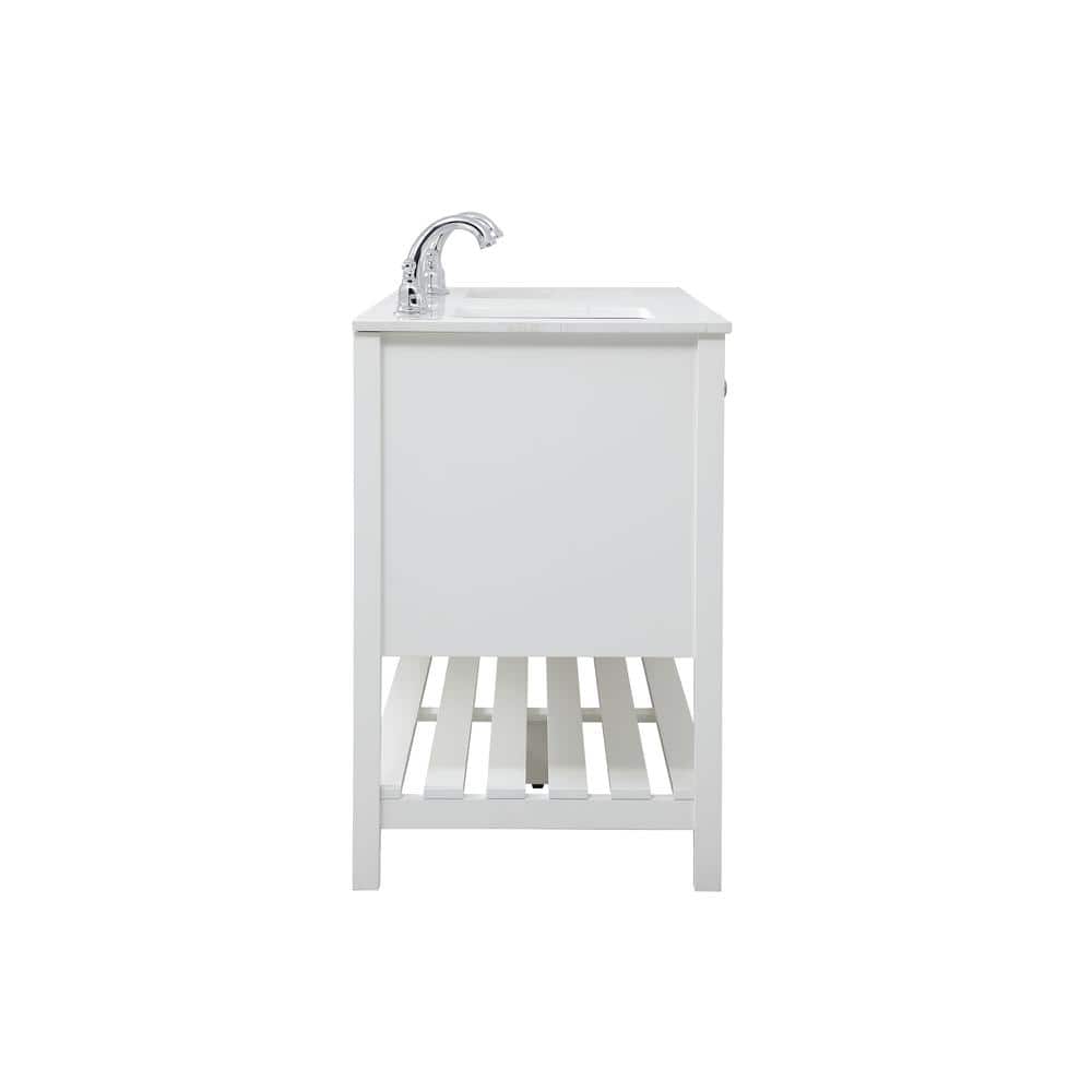 Theo 60" White MDF Bathroom Vanity with Calacatta Marble Top