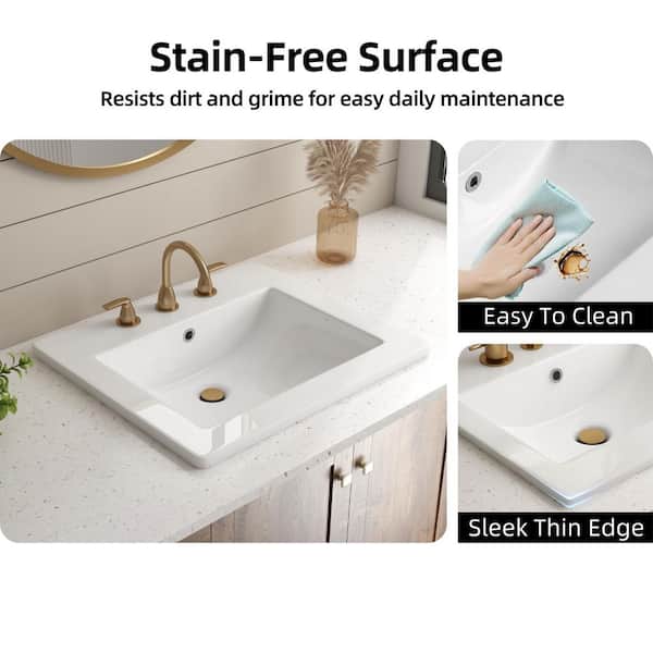 Los Flexi 21 in. x 18 in. Drop in Bathroom Sink with Three 8-in