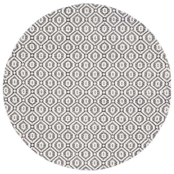 Marbella 6 ft. ft. x 6 ft. Black/Ivory Diamond Round Rug