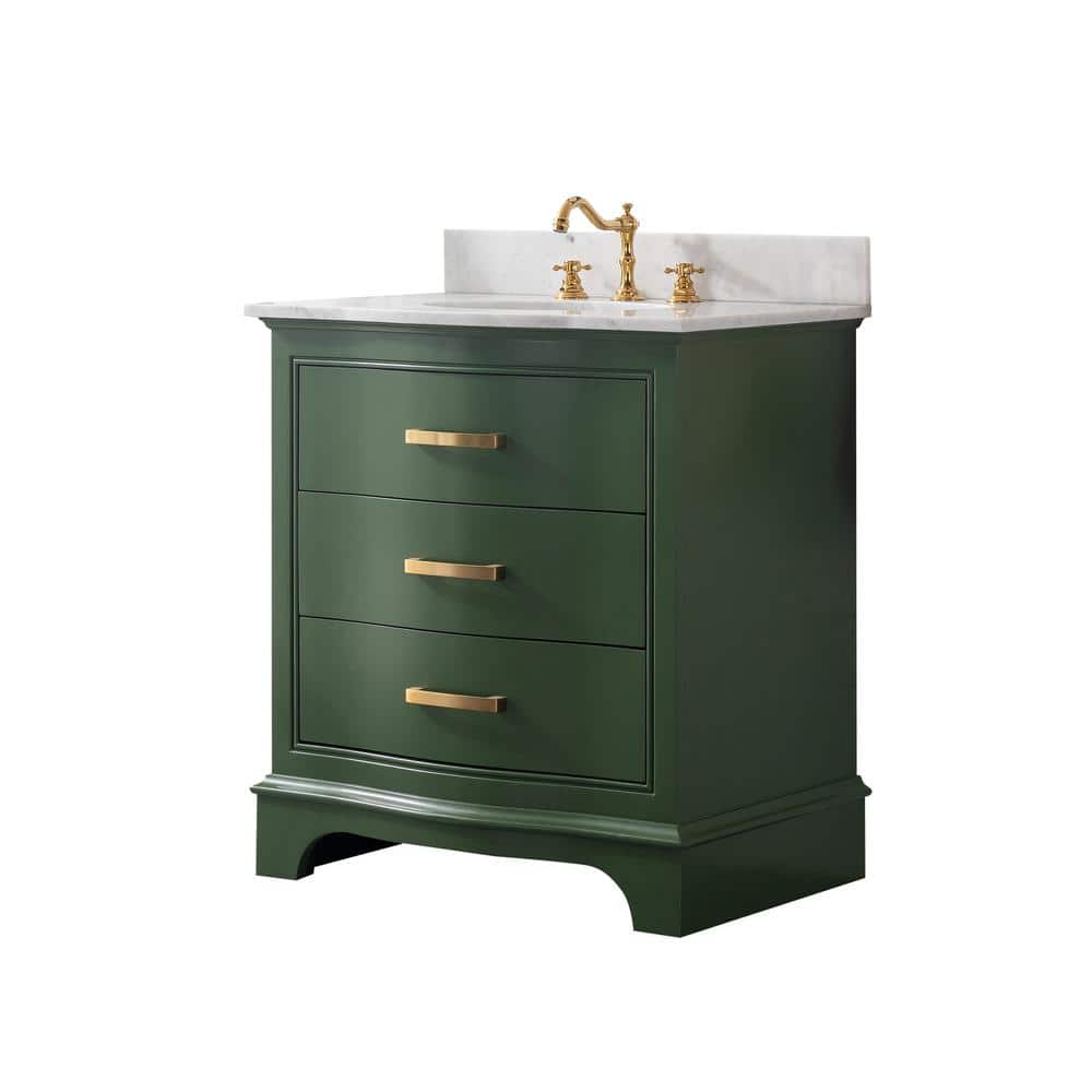 Evergreen Solid Wood Freestanding Vanity with Marble Top