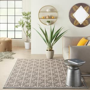Palamos Grey 6 ft. x 9 ft. Textured Geometric Contemporary Indoor/Outdoor Area Rug