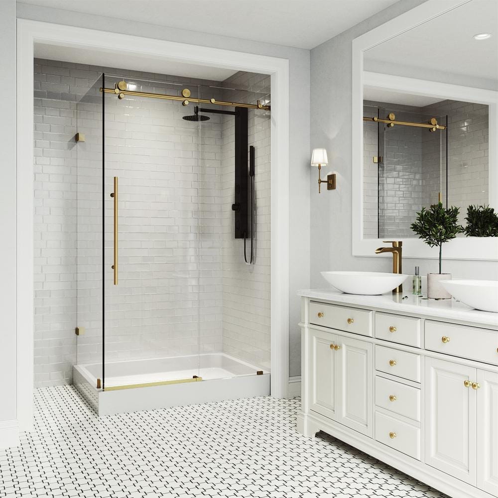 Elan E-Class 48" W x 36" D Frameless Clear Glass Sliding Shower Enclosure