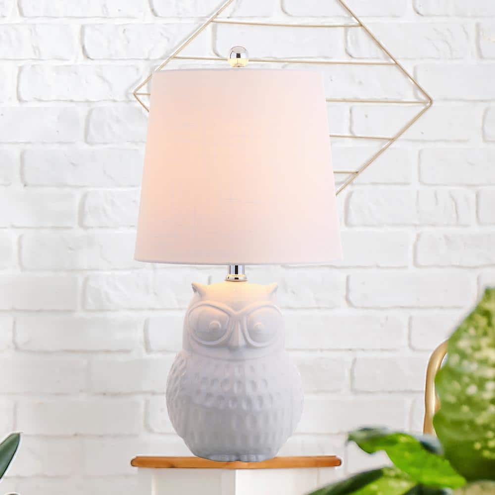 Hoot 20.5" White Ceramic Owl Mini LED Table Lamp