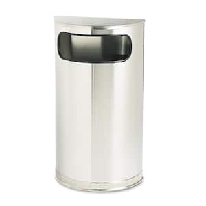 9 Gal. Satin Stainless Steel Half-Round Open Side Fire-Safe Trash Can