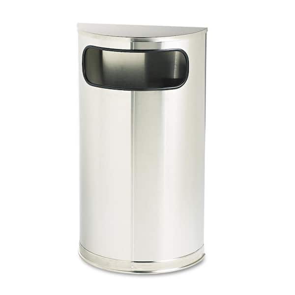 Rubbermaid Commercial Products 9 Gal. Satin Stainless Steel Half-Round Open Side Fire-Safe Trash Can