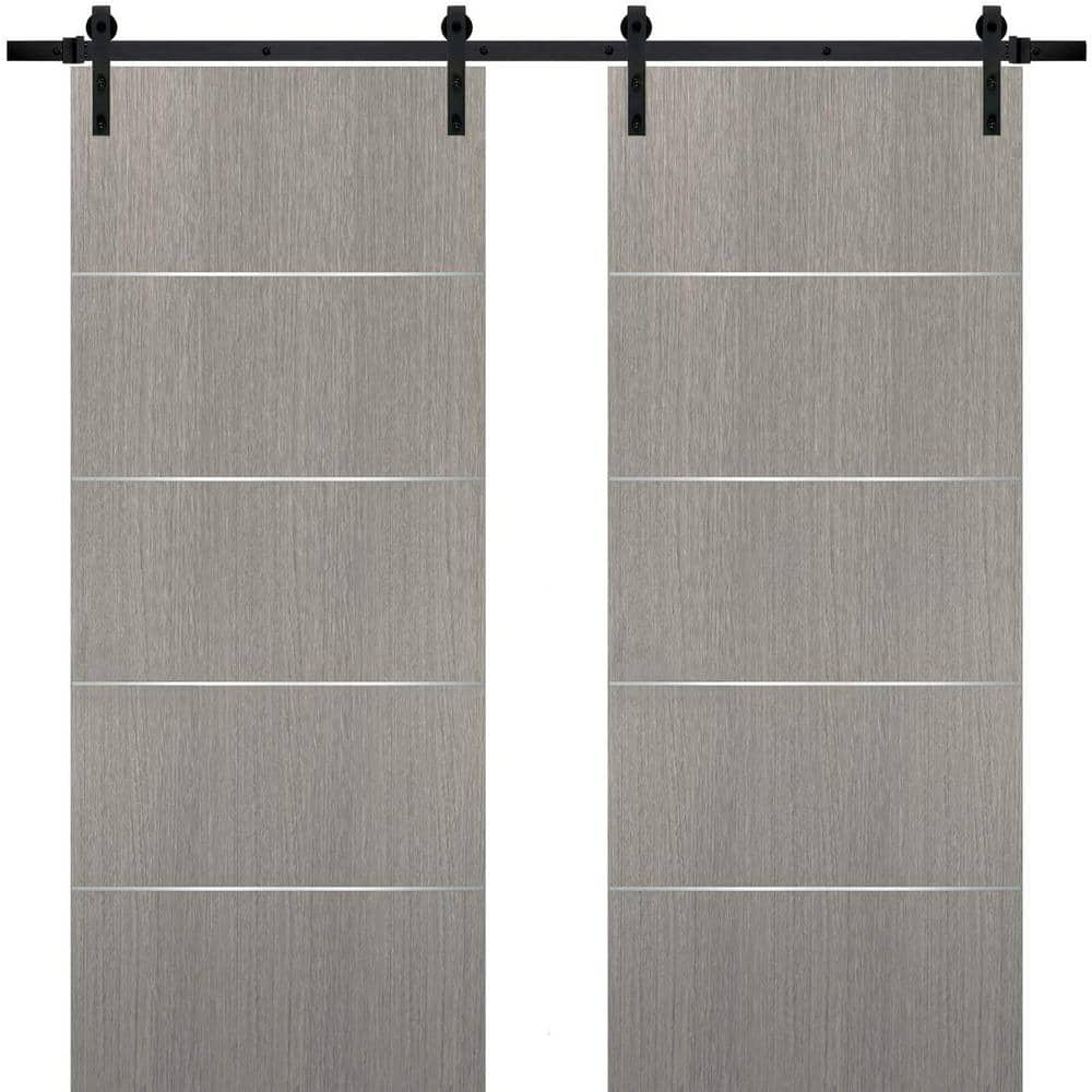 Sartodoors 0020 60 In. X 80 In. Flush Grey Oak Finished Wood Barn Door ...