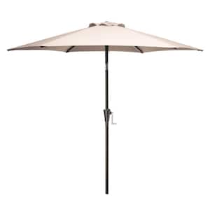 7.5 ft. Steel Market With Push botton tilt And Crank Lift (6-Rips) in Beige