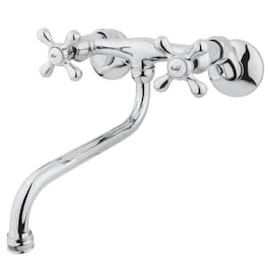 Traditional 2-Handle Wall Mount Bathroom Faucet in Chrome