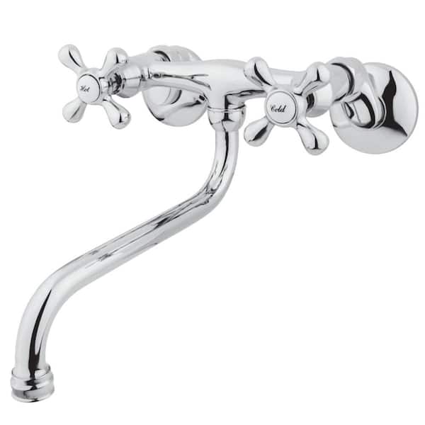 Kingston Brass Traditional 2-Handle Wall Mount Bathroom Faucet in Chrome