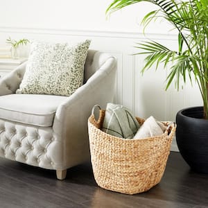 Seagrass Handmade Large Woven Storage Basket with Ring Metal Handles