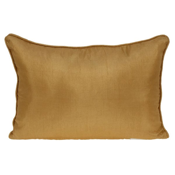 HomeRoots Beige Solid Polyester 14 in. x 20 in. Throw Pillow