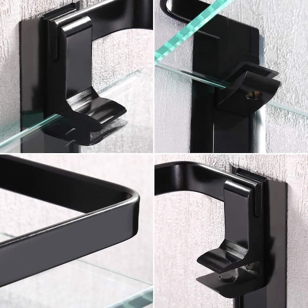 Designo Matte Black Floating Bathroom Shelf 600mm