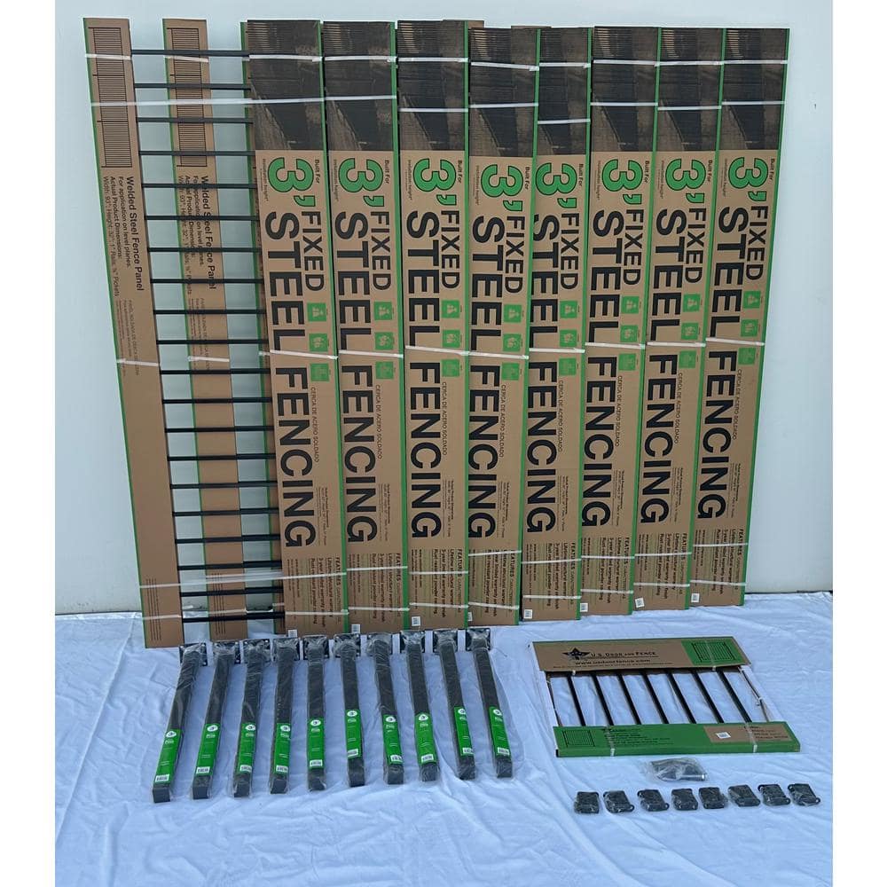 2.67 ft. x 64 ft. Blk Ornamental Space Bar Flat Metal Fence Panel Kit (8 panels,Posts,brackets,Gate) AboveGround Install price history on PriceWatchPro