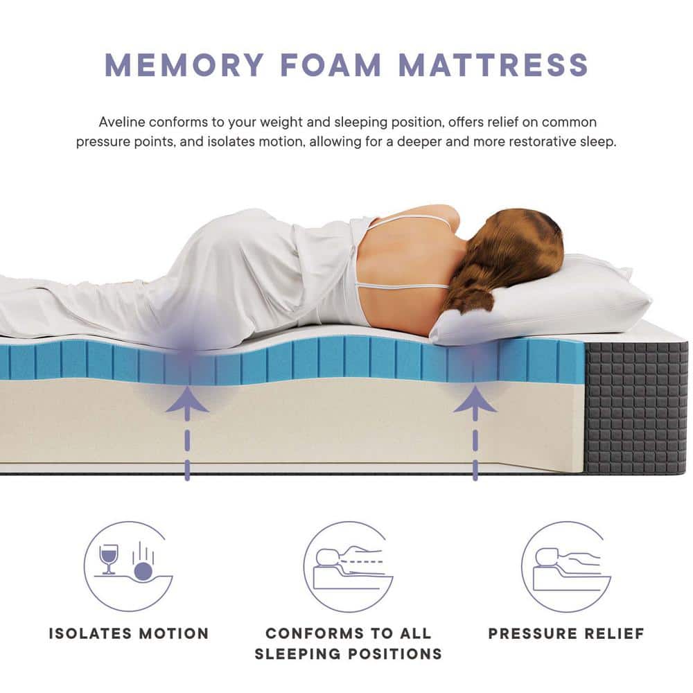SereneDream 12" Queen Gel Memory Foam Mattress in White