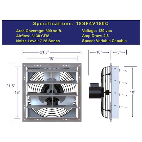exhaust fan dimenbsions klowes Hessaire 1785 CFM Shutter Wall Mounted, 18 in. Propeller including restaurants scar protocol Glutathione – Mother of Taille:10 grammes (0,4 onces)